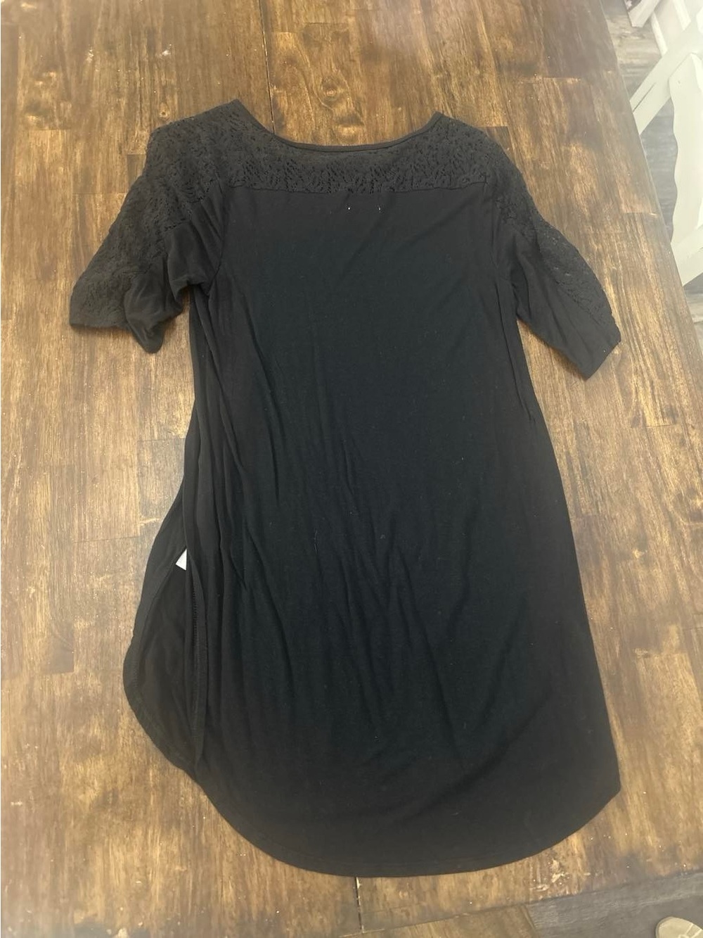 Old Navy Black High-Low Dress with Lace Shoulders - Picture 2 of 4